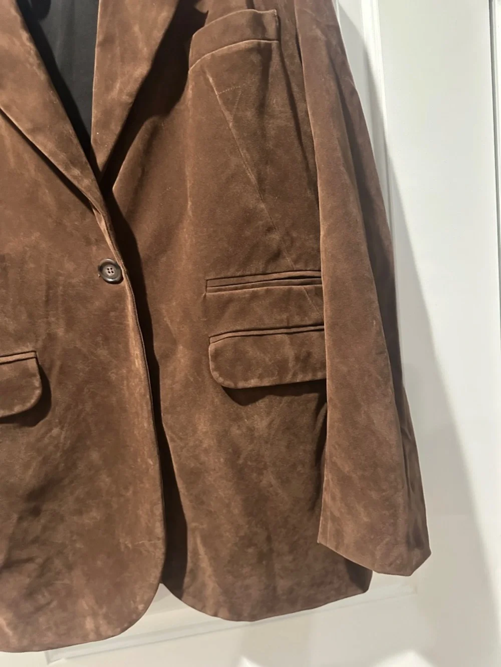 We The Free Chocolate Brown Suede Blazer Jacket - Picture 4 of 4